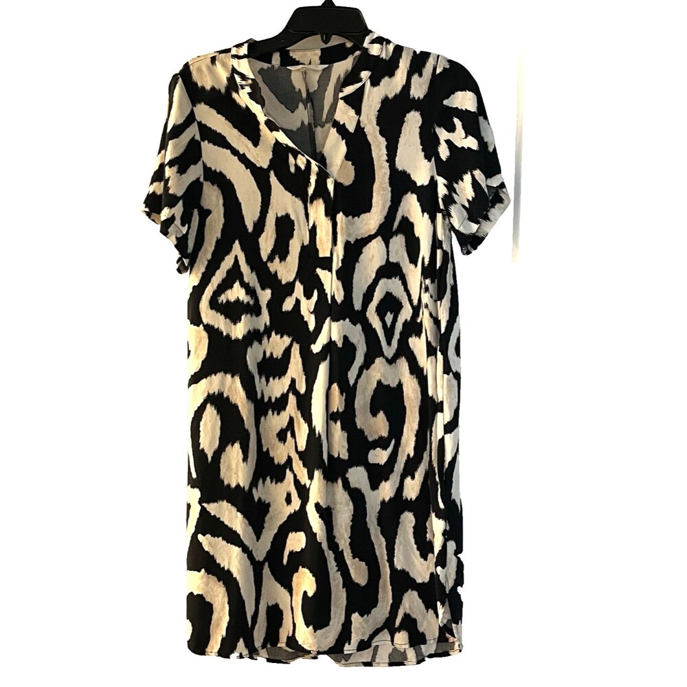 H&M Black and Cream Printed Tunic Dress
